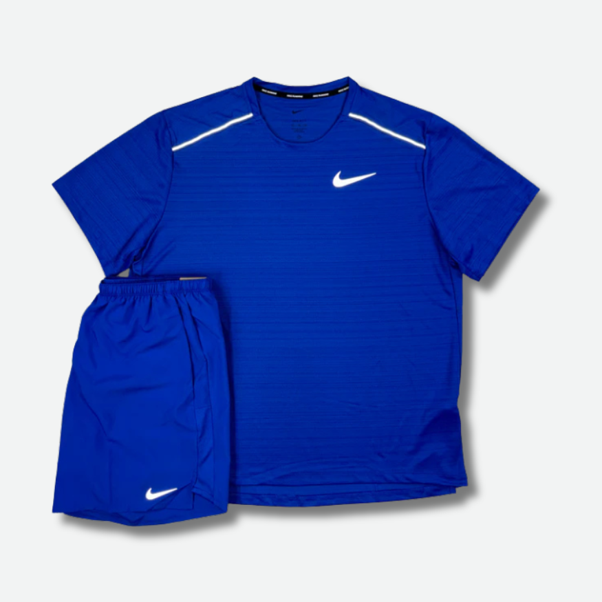 Tracksuit short/t-shirt running Bleu