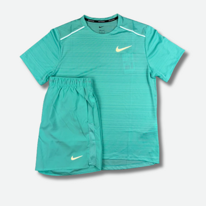 Ensemble short/t-shirt running Bleu turquoise
