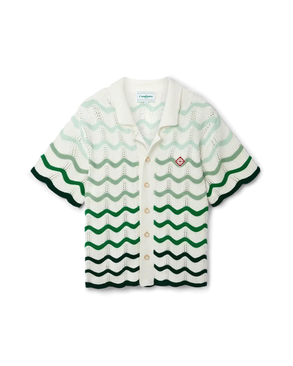 Wavy Gradient Crochet Shirt - casablanca