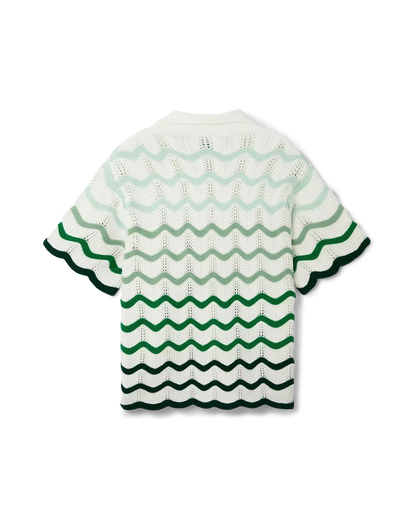 Wavy Gradient Crochet Shirt - casablanca